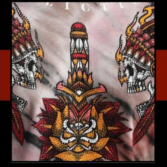 Affliction Black Label Rhinestone Fire Breather Men Tee Size S - Picture 7 of 9